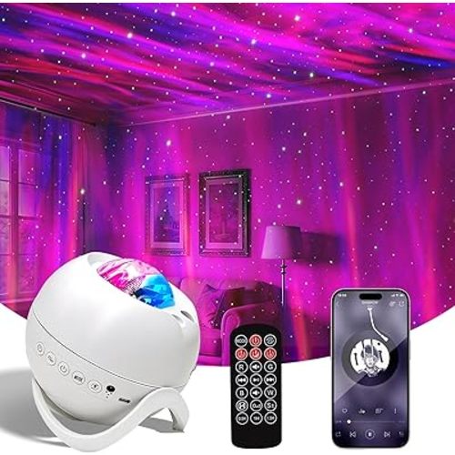 Star Projector Galaxy Projector for Bedroom, White Noise Bluetooth Speaker Northern Lights Projector, Suitable Gaming, Home Theater, Adult, Christmas Mood Night Light
