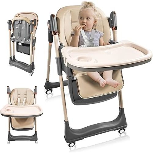 High Chairs for Babies and Toddlers with 360 Degree Rotatable Wheels,6 in 1/3 in 1 Foldable and Portable Children's High Chair,Suitable for Babies of All Ages to Grow Up
