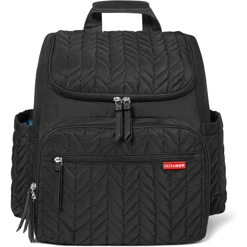 Skip Hop Diaper Bag Backpack: Forma, Multi-Function Baby Travel Bag with Changing Pad & Stroller Attachment, Jet Black