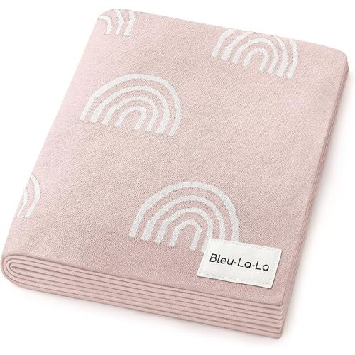 Knit Baby Swaddle Blanket for Girls (Rainbow - Pink)