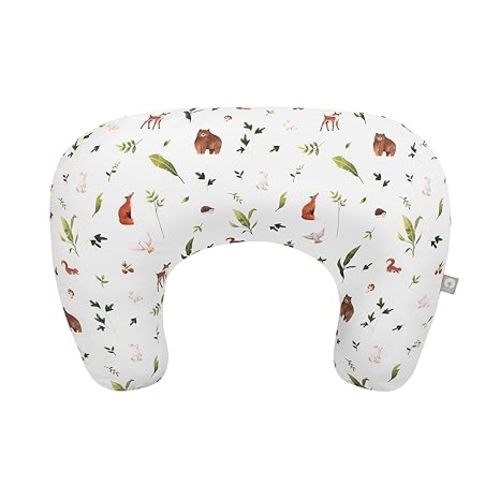 Boppy Nursing Pillow - Ergonomic Bottle & Breastfeeding Pillow with High, Firm, Large Area, Water-Repellent Cushion with Washable Cover; Baby Safety Alliance Verified - Neutral Plants and Animals
