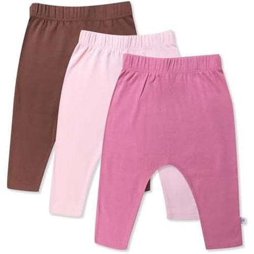 HonestBaby Unisex-Baby Multipack Harem Pants Roomy Fit Pull on Bottoms 100% Organic Cotton for Baby Boys, Girls