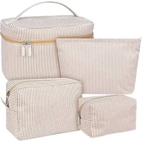 Seersucker Travel Bag Set - Khaki