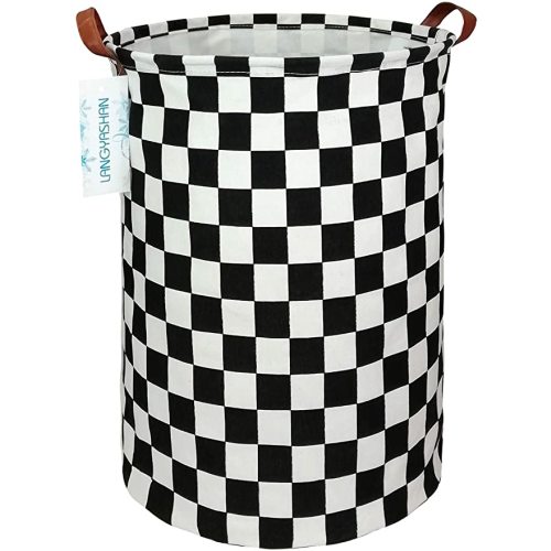 LANGYASHAN Laundry Basket Canvas Fabric Collapsible Organizer Basket for Storage Bin Toy Bins Gift Baskets Bedroom Clothes Children Nursery Hamper (Racing flag) - Racing Flag