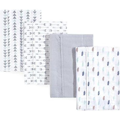 Luvable Friends Unisex Baby Cotton Flannel Burp Cloths, Boy Feathers, One Size