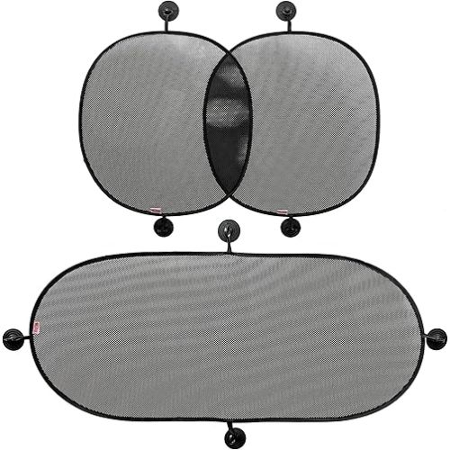 Nuby Universal Fit Pop Open Car Window Shade Set- Black, 3 Pack