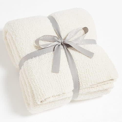 CYMULA Kids Blanket for Boys Girls 30x40 inches, Soft Cozy Fuzzy Swaddle Throw Blanket for Crib Stroller, White