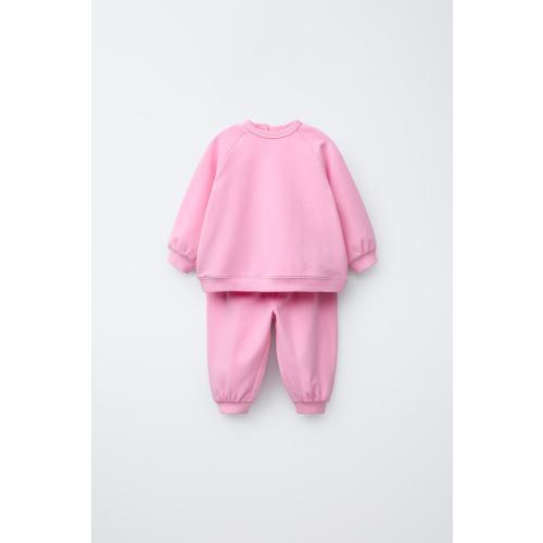 SWEATSHIRT AND JOGGER PANTS MATCHING SET - Mid-pink | ZARA United States