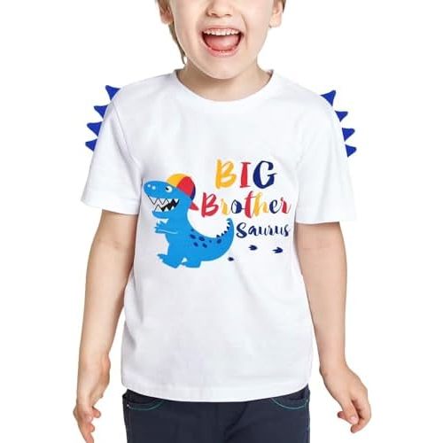 Dinosaur Big Brother Announcement T Shirt Sibling Outfits for Toddler Boys