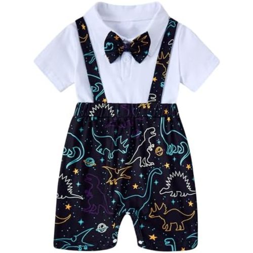 BFUSTYLE Baby Boy Clothes 2 in 1 Outfits 0-24 Months Romper Short Sleeve Infant Bodysuit with Bowtie