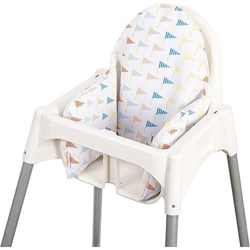 Inflatable Supporting Cushion for IKEA Antilop High Chair, Baby High Chair Cushion, Polyester Fabric Cover with Inflatable Cushion Insert (Flags)