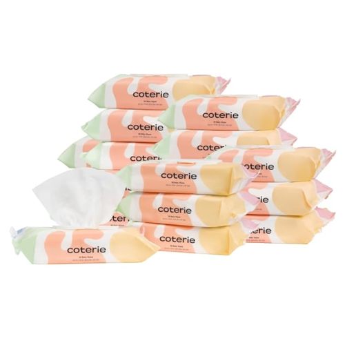 Coterie Baby Wipes, 16 Packs, 896 Count, Unscented Wipes, 99% Purified Water, Plastic-Free & Plant-Based Fibers, Fragrance Free & Hypoallergenic Sensitive Skin Newborn Baby Essentials