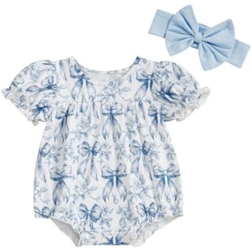 woshilaocai Baby Girls Spring Summer Clothes Newborn Smocked Romper Bubble Vintage Bodysuit Outfit