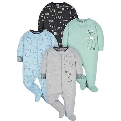 Gerber Baby Boys' 4 Pack Sleep 'N Play Footie