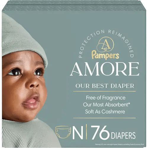 Pampers Amore, Size 0 (up to 10 lbs), 76 Count, Our Best Diaper