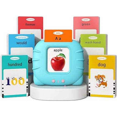 Kidzdo Toddler Audible Flash Cards with Music, Montessori Toys, Pocket Speech Therapy Toys, 600 Sight Words, Alphabet, Numbers 0-100, Phrase, etc, Learning Educational Gifts for 3 4 5 Years Kids
