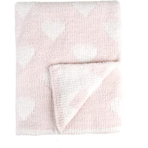 Tadpoles Ultra-Soft Chenille Knit Baby Blanket, Blush/White