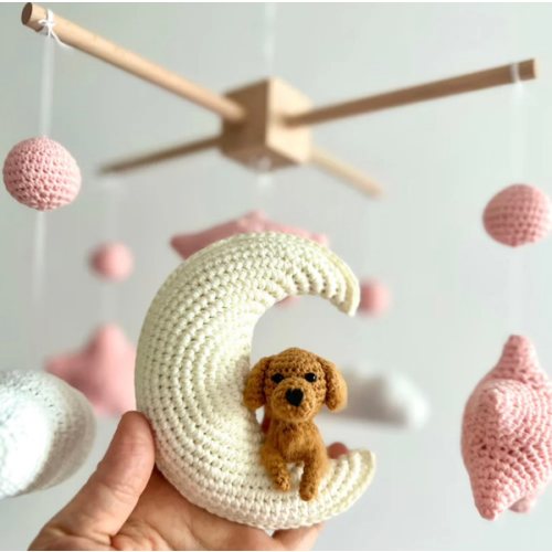 Pet Moon Pink | Custom Crochet Pet Nursery Baby Mobile – My Dollfy