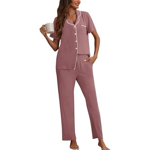 HNG Pajama Sets for Women 2 Piece Modal Pajamas for Women Set Pj Sets with Pocket XS-XXL