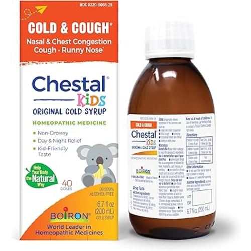 Boiron Chestal Children's Cold and Cough Syrup for Nasal and Chest Congestion, Runny Nose, and Sore Throat Relief - 6.7 Fl oz