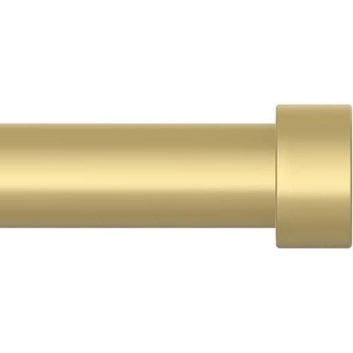 OLV Gold Curtain Rods for Windows 28 to 48 Inch, 1 Inch Modern Easy Install Adjustable Curtain Rod with End Cap Design, Heavy Duty Single Decorative Drapery Pole for Living Room, Bedroom, Kitchen