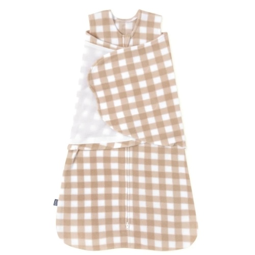 Tan Gingham Micro-Fleece Swaddle Newborn | HALO