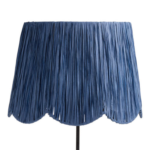Blue Gathered Paper Scalloped Table Lamp Shade