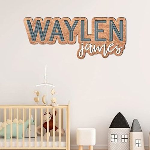 Custom Name sign for nursery, Wooden nursery name sign, Rustic wood Nursery name sign for boys, Wooden name signs for nursery, Baby name signs for nursery, Layered baby name sign gift/3