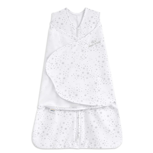 HALO 100% Cotton Sleepsack Swaddle, 3-Way Adjustable Wearable Blanket, TOG 1.5, Midnight Moons Grey, Small, 3-6 Months