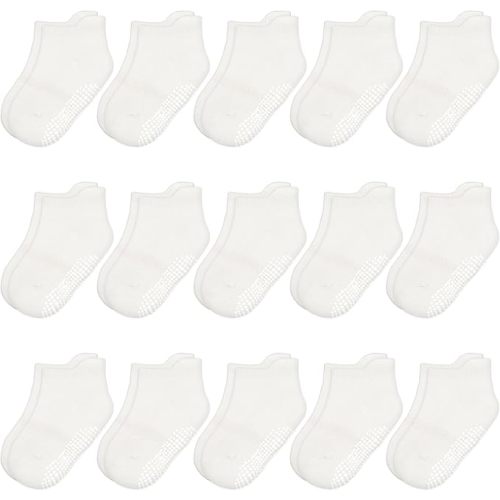 HYCLES 15 Pairs Toddler Socks, Kids Grip Socks for 6-12 Month 1-7 Years Non Slip Ankle Sock for Baby Boys Girls