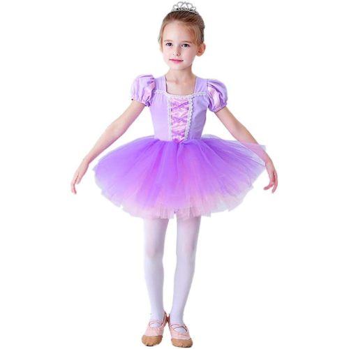 Dressy Daisy Princess Ballet Tutu Dress Fancy Dance Wear Ballerina Costume Outfit Dancewear for Toddler & Little Girls - Purple - 6-7