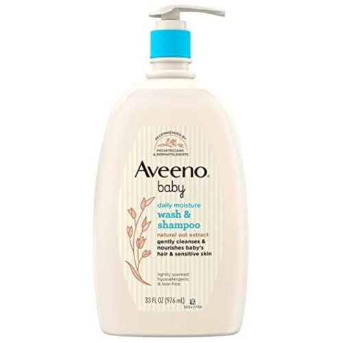 Aveeno Baby Gentle Wash & Shampoo with Natural Oat Extract, Tear-Free & Paraben-Free Formula for Hair & Body, Lightly Scented, 33 fl. oz