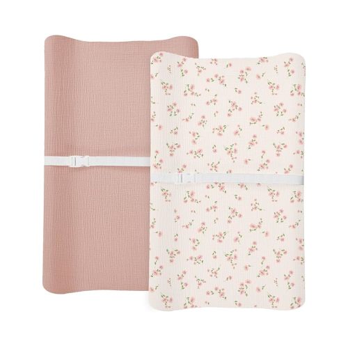 Changing Pad Cover for Baby Boy Girl 2 Pack, Muslin Changing Table Pad Covers with Boho Style, Neutral Nursery Bedding Essentials Soft and Breathable (Rosy)