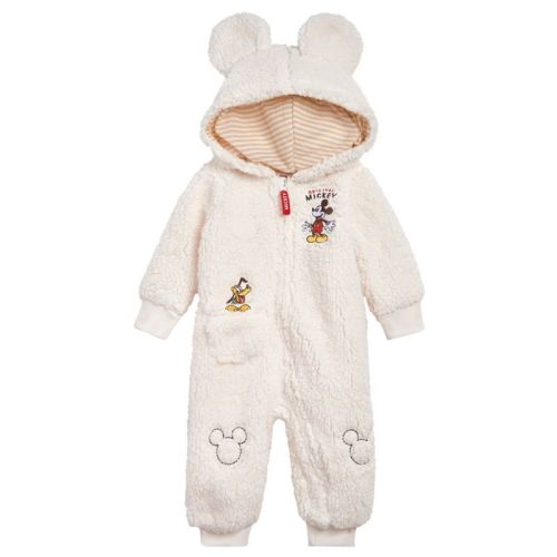 Disney Mickey Mouse Pluto Newborn Baby Boys Zip Up Coverall White Newborn