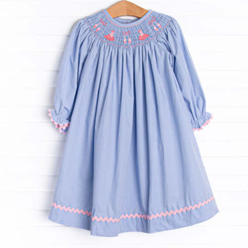 Recital Ready Smocked Bishop Dress, Blue – Stitchy Fish