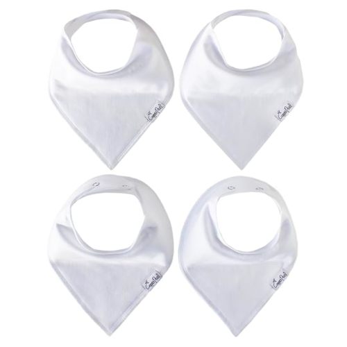 Copper Pearl 4 Pack Soft Cotton Baby Bibs for Drooling and Teething, Absorbent Drool Bibs for Baby Girl and Boy, Adjustable to Fit Newborns to Toddlers (White Basics)