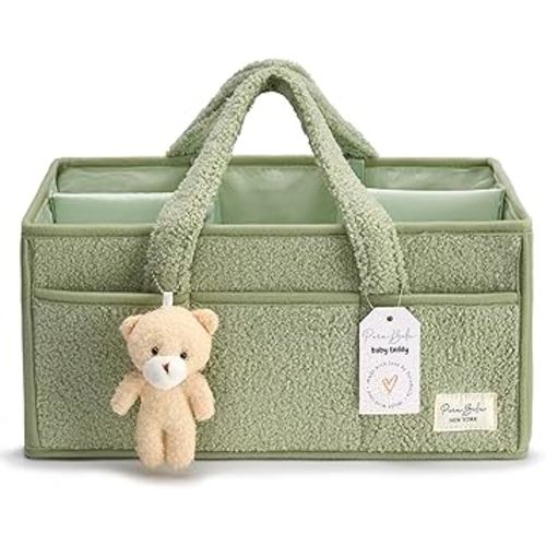 PeraBella Baby Diaper Caddy Organizer for Changing Table, Baby Storage Basket for Diapers and Baby Wipes, Gift for Baby Shower, Car Caddy Organizer, Nursery Diaper Organizer, Portable Diaper Storage