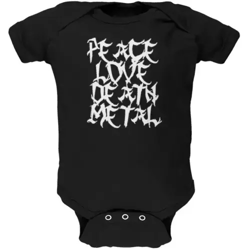 Peace Love Death Metal Black Soft Baby One Piece – Old Glory