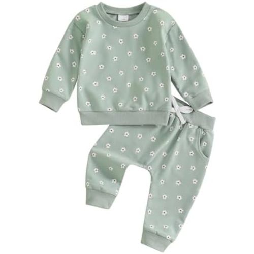 Kuriozud Toddler Baby Girl Fall Winter Clothes Cute Print Long Sleeve Crewneck Sweatshirt and Jogger Pants Set 2 Piece Outfit