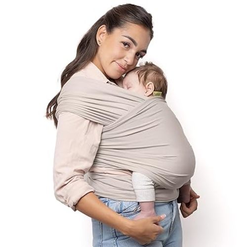 Boba Baby Wrap Carrier – Original Baby Sling Carrier for Newborns (7–35 lbs), Soft, Secure, Hands-Free & Ergonomic, Ideal for Comfortable Bonding, New Parents (Beige)