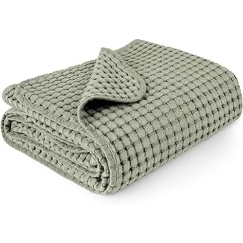 Konssy Waffle Baby Blankets, Nursery Blankets for Boys Girls, Swaddle Blankets Neutral Soft Lightweight Toddler and Kids Throw Blankets(Amy Green)