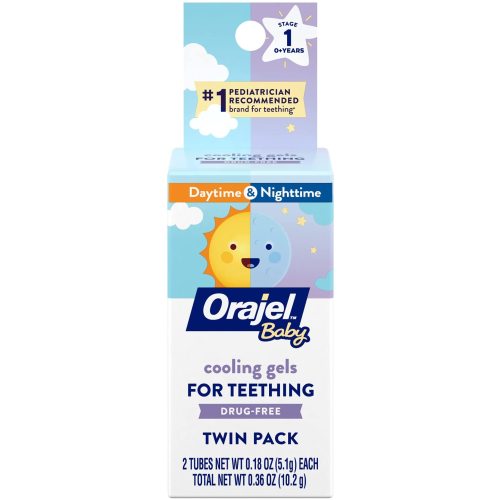 Orajel Baby Daytime and Nighttime Non-Medicated Cooling Gels for Teething, 2 tubes, 0.18 oz each (Packing may vary)