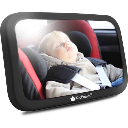 KeaBabies Baby Car Seat Mirror, Large, Matte Black
