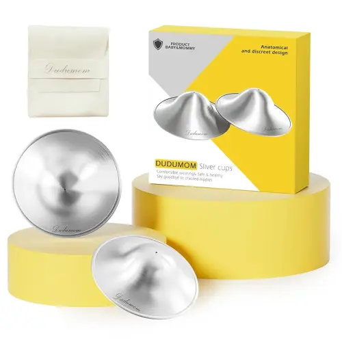 Silver Nursing Cups Nipple Shields for Breastfeeding Newborn - Original Metal Nipple Cover for Breastfeeding Essential - 999 Silver X-Large