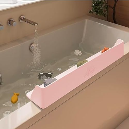 PlayPad, 3-Ft Long with SplashGuard For Bathtub, 5-Inch Tall - Kids Mess-Free Bath and No Leaks with Strong Suction Cups - Bloom Pink