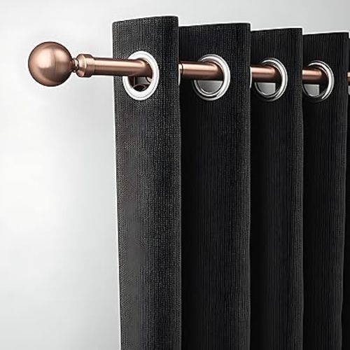 ROTHLEY Copper Curtain Rods 28-48 Inch Extendable 1 Inch Diameter Decorative Heavy Duty Drapery Rod With Klick Fit Brackets-Orb Finial