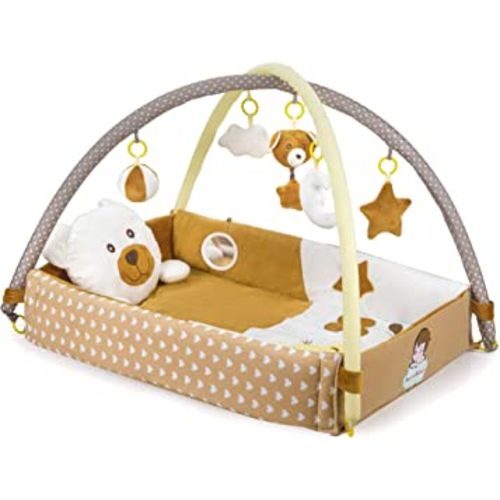 Baby Play Gym & Activity Mat for Boys Unisex with Developmental Hanging Toys for Infants Toddlers and Newborns Ages 0 + (Brown)