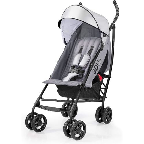 Summer Infant 3Dlite Convenience Stroller, Gray - Lightweight Stroller with Aluminum Frame, Large Seat Area, 4 Position Recline, Extra Large Storage Basket - Infant Stroller for Travel and More