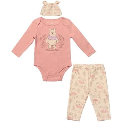 Magic Threadz Disney Clothes Baby Girls Bodysuit, Pants & Headband Set – Minnie Mouse, Bambi, Marie & Tinkerbell (0–9M)