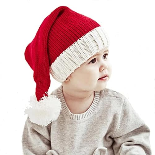 Christmas Santa Knit Hat for Kids Baby Beanie Winter Hat Family Matching Xmas Party Knitted Hat Red White